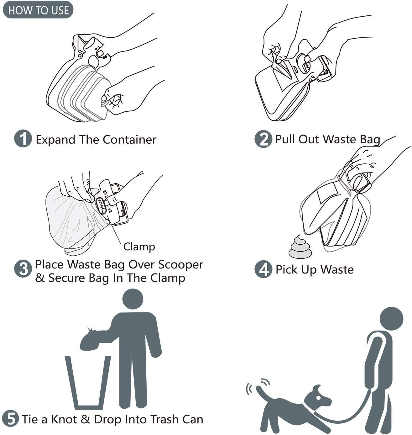 No-Touch Dog Poop Scooper with Bag Dispenser
